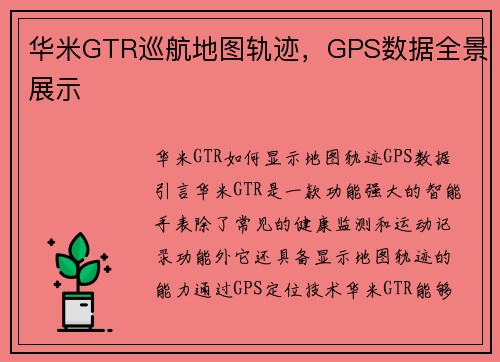 华米GTR巡航地图轨迹，GPS数据全景展示